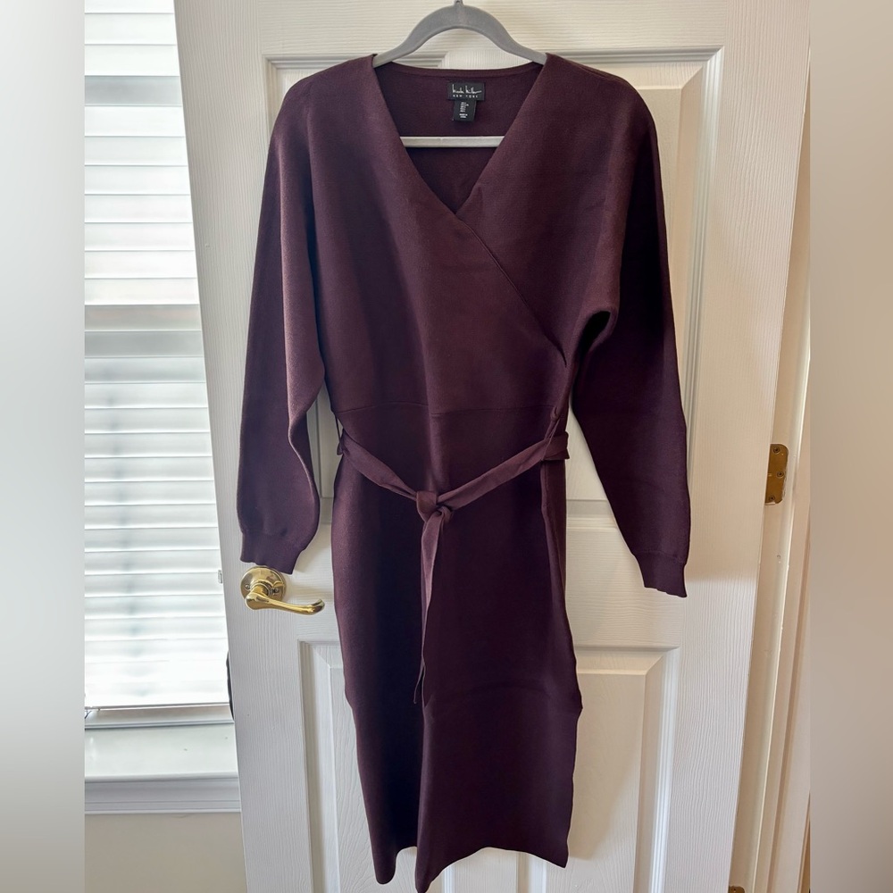 Nicole Miller Chocolate Brown Long Sleeve Dress